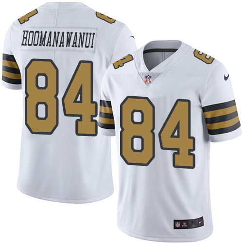 Men's Elite Michael Hoomanawanui Nike Jersey White - #84 Rush NFL New Orleans Saints